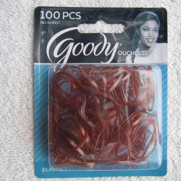 100 Goody Translucent Reddish Pink Plastic Poly Ouchless Elastic Pony Hair Bands - Picture 9 of 12